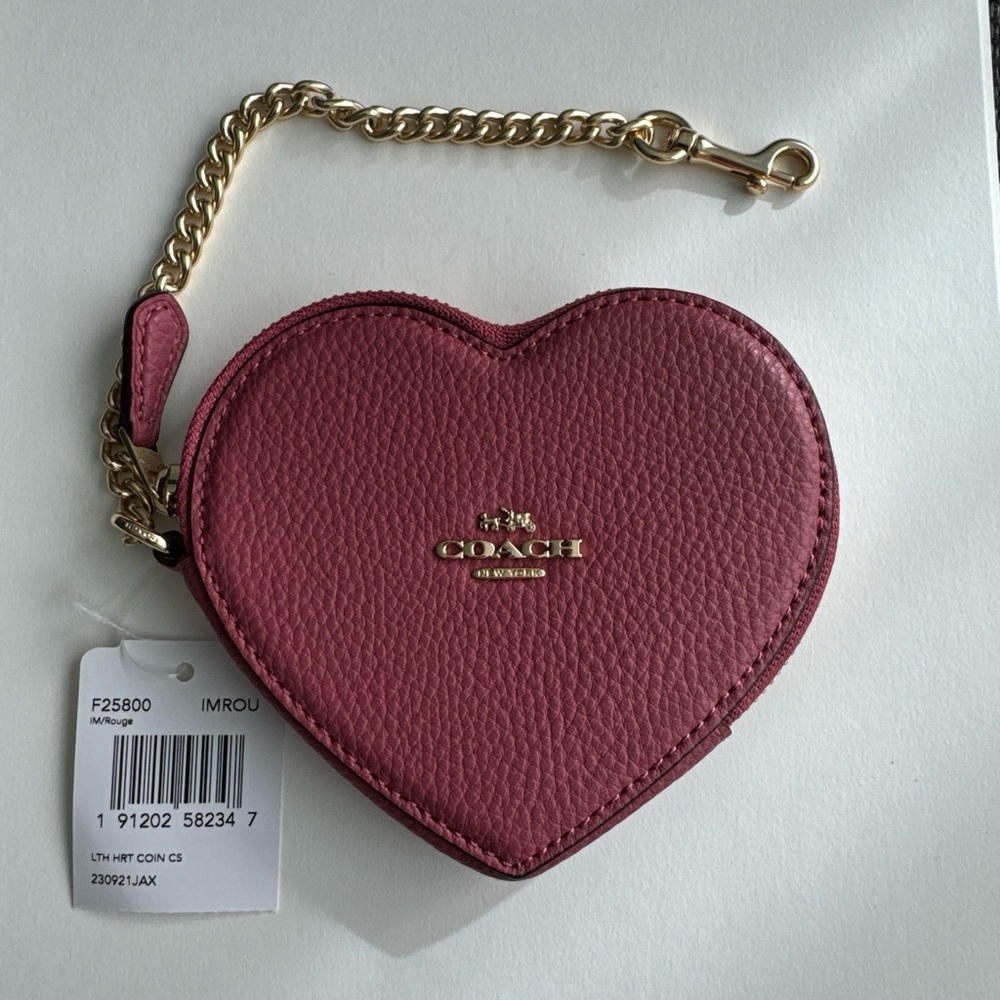 Coach Heart-Shaped Pink Leather Coin Purse